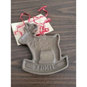 Vintage Cookie Mold Country Gear Made by Hartstone Jingle Reindeer Christmas